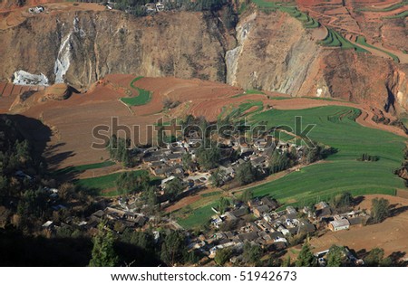 west china,village in the valley
