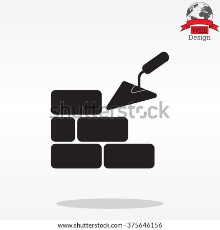 Vector icons brickwork and building trowel