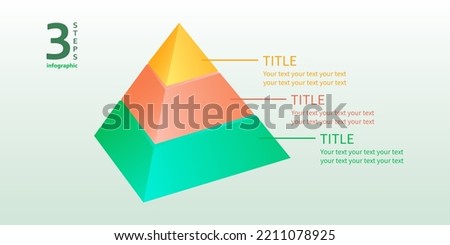 3 step diagram. Business infographics in the form of a pyramid. 3 D. Vector illustration.