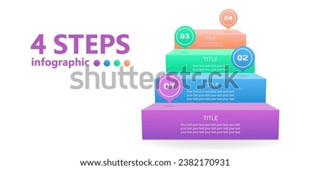 A ladder infographic template for workflow presentation. 4 steps. 3 D. Vector illustration.