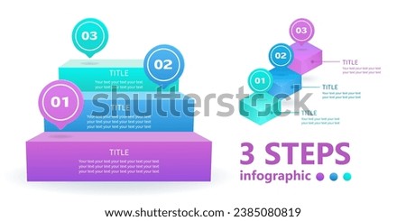 Infographics for business in the form of growth ladders with numbering floating in the air. 3 D. Vector illustration.