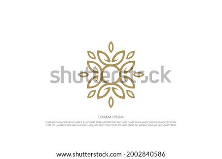 Geometric Elegant Golden Mandala Flower Leaf Pattern Logo Design Vector