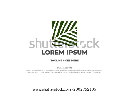 Square Coconut Palm Date Leaf Leaves Nature Garden Logo Design Vector