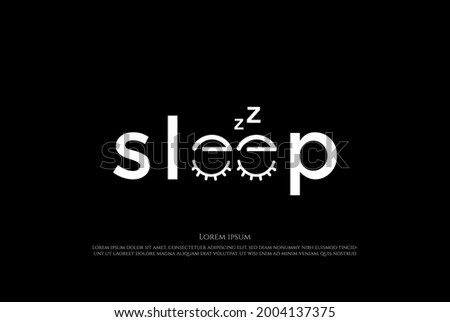 Lettering Sleep Eye Typography Logo Design Vector