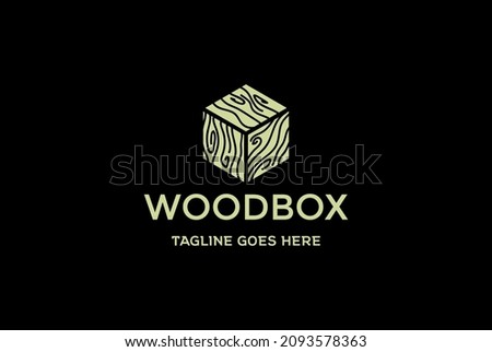 Simple Wood Wooden Cube Box Square Logo Design Vector