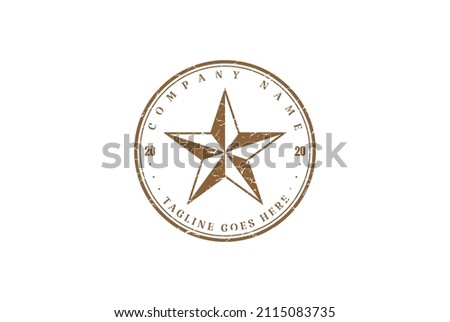 Retro Vintage Texas Star Badge Emblem Label Stamp Logo Design Vector