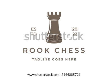 Vintage Retro Rook Chess Game Sport Logo Design Vector
