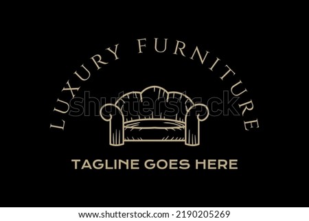 Elegant Luxury Sofa Couch Chair for Furniture Interior Logo Design Vector