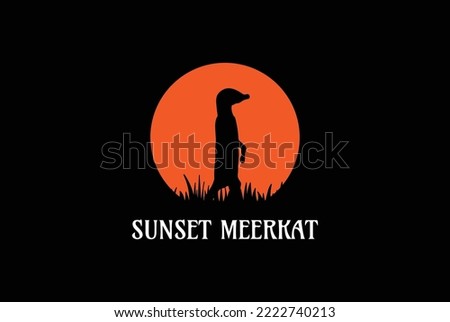 Sunset African Sunset Sunrise Standing Meerkat Silhouette Logo