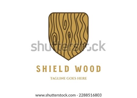 Simple Wooden Shield for Security Secure Safe Protect Protection Logo Design Vector