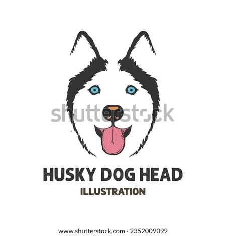 Husky Dog Face Head with Sticking out Tongue Illustration Vector