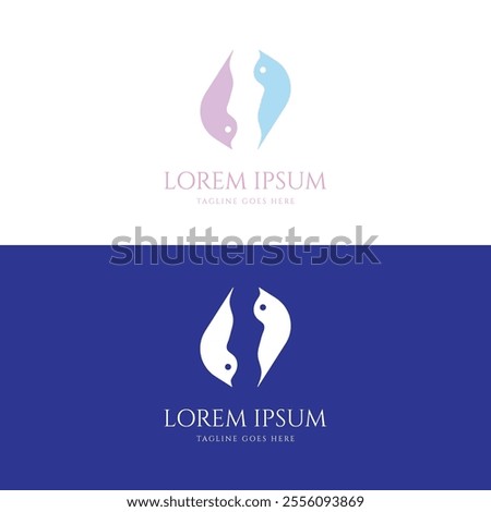 Twin Simple Minimalist Little Bird Nestling Cheeper Star Logo for Nutrition Design Vector