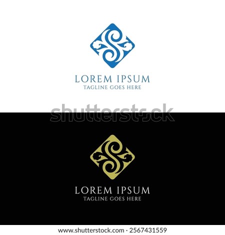 Initial Square Letter S Royal Badge Emblem Stamp Label Logo Design Vector