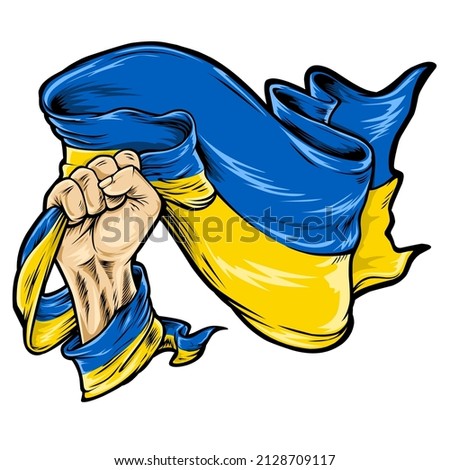 Patriotic Spirit rising hand of Ukraine flag. freedom ukraine vector on white background