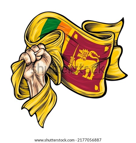 illustration of a fist with Sri Lanka flags. Vector Illustration on the theme srilanka Independence Day. Hands with srilanka flags. Vector of the national flag of srilanka