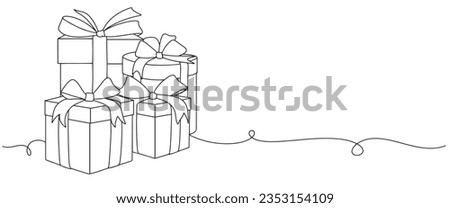 Gift box line art vector illustration