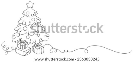 Christmas day line art vector illustration, christmas element design, christmas background