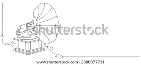 Phonograph line art style vector illustration