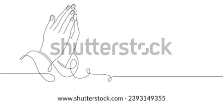Praying hand line art style vector illustration