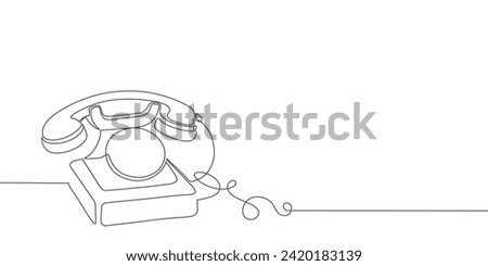 Retro telephone continous line art vector illustration