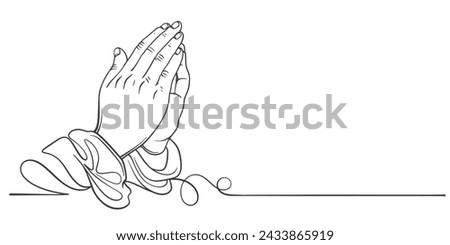 Praying hand line art vector illustration