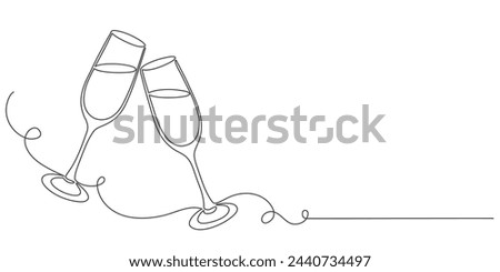 glass of champagne or wine glass line art style illustration vector eps