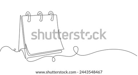 Loose-leaf calendar in one continuous line drawing. Symbol of memorable date and event day in simple linear style. Time planer concept in Editable stroke. Doodle contour vector illustration