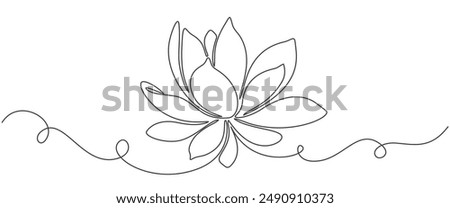 Line art illustration of the lotus flower. linear floral pattern. Vector design of a water lily. The concept of yoga