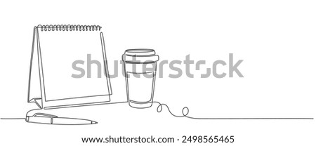 Desk calendar in one continuous line art vector illustration. Calendarr Doodle contour vector illustration