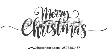 Merry christmas hand lettering calligraphy isolated on white background. Vector holiday illustration element. Merry Christmas script calligraphy