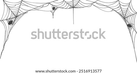 illustration of a spider web halloween frame, spider web vector eps