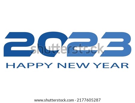 Happy New Year 2023 logo design, New Year 2023 text design isolated on white background