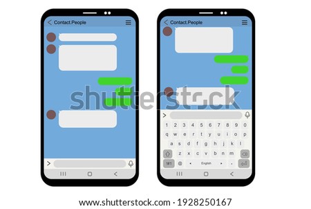 vector chatting screen with keyboard in mobile communication illustration