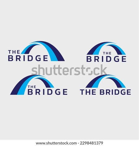 Vector Illustration The Bridge logo with gray background in blue shade