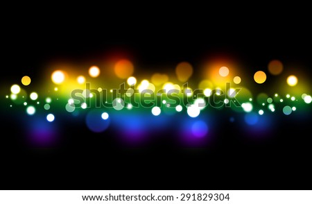 Festive rainbow gradient  background with defocused lights.