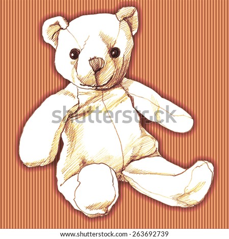Teddy Bear - hand pencil drawing of toy