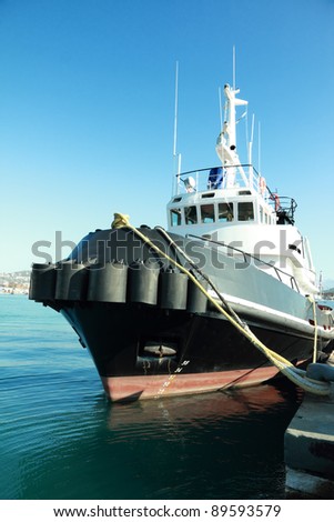 black harbor tug boat docked