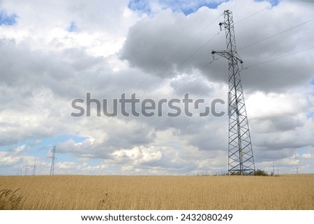 Similar – Image, Stock Photo Electric pylon in front of dramatic cloudy sky b/w photo