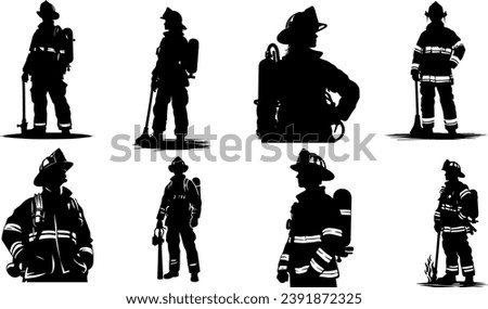 Firefighter Silhouette Firefighter With Gear Illustration
