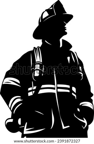 Firefighter Silhouette Firefighter With Gear Illustration