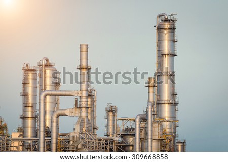 Oil Refinery factory in the afternoon , petrochemical plant , Petroleum , Chemical Industry
