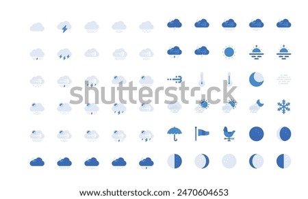 Set of weather vector icons, Weather icons set. Flat weather icons on white background.