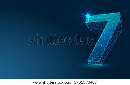 Number, 7; seven, seventh, Futuristic vector font typeface unique design. For technology, digital, engineering, gaming, sci-fi and science, business Illustrations and covers. Abstract low poly 3d. 