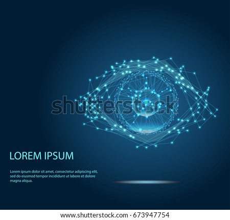 Vector of modern abstract polygonal background. Digital vision - vector logo template concept illustration. Abstract human eye creative sign. Security technology and surveillance. Design element