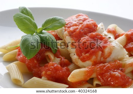 cooked cod loins with home made tomato sauce
