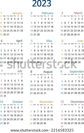 2023-2024 year at a glance calendar, minimalist calendar, simple calendar