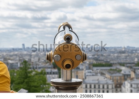 Similar – Image, Stock Photo Coin telescope on a promenade with view into the fog