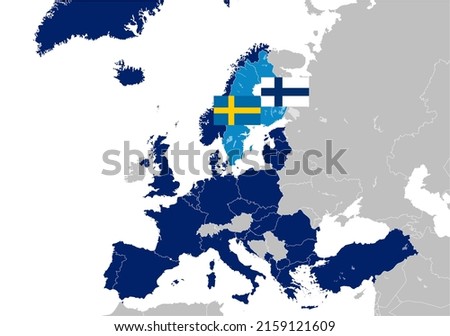 Finland Sweden NATO map flag army The North Atlantic Treaty Organization background