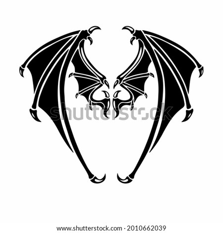 Devil Wings Logo. Tattoo Design. Stencil Vector Illustration.