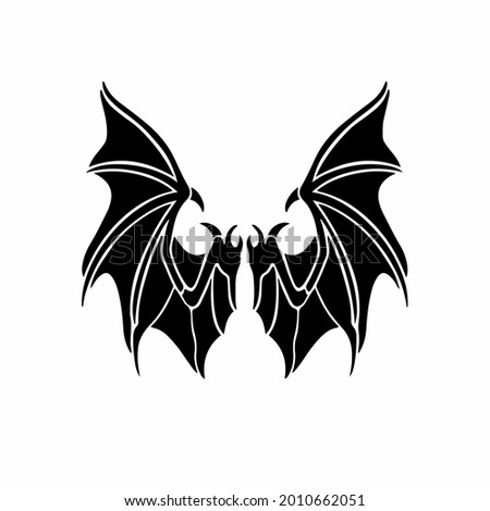 Devil Wings Logo. Tattoo Design. Stencil Vector Illustration.